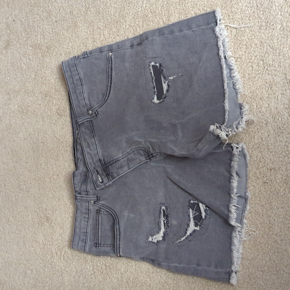 Crossover Waist Jeans Shorts